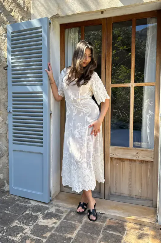 ELINOR DRESS  WHITE
